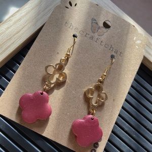 Red polymer clay earrings